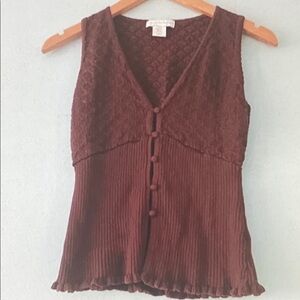 House of Harlow 1960 Chocolate Brown Knit Button-Front Tank